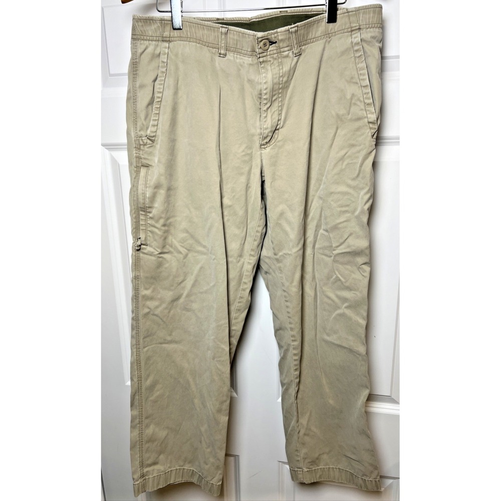 LL Bean Classic Fit Comfort Waist Pants 33x29 Tan Tencel Stretch Outdoors
